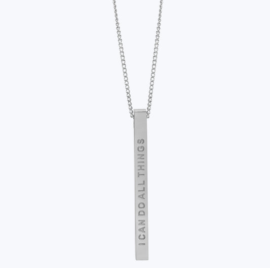 I Can Do All Things Through Christ Vertical Bar Necklace